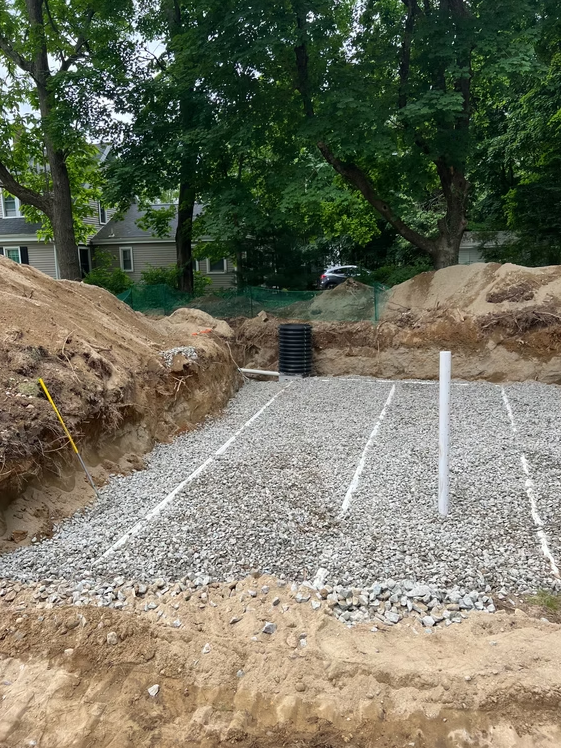Septic system excavation and gravel bed